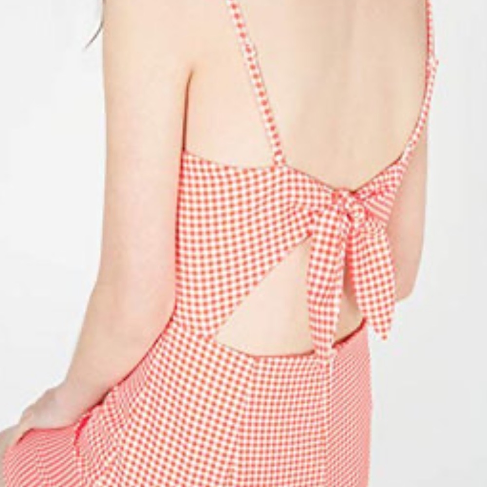 FRENCH CONNECTION | Orange Gingham Mini Dress with Tie back | Size 10
